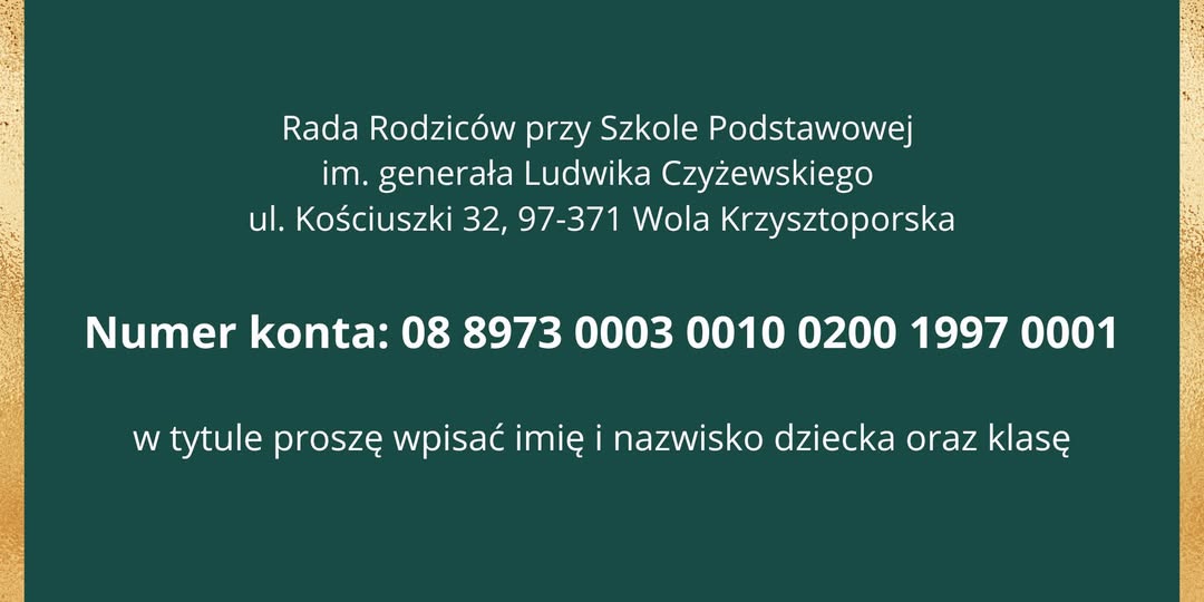 Zdjęcie z numerem konta rady rodziców